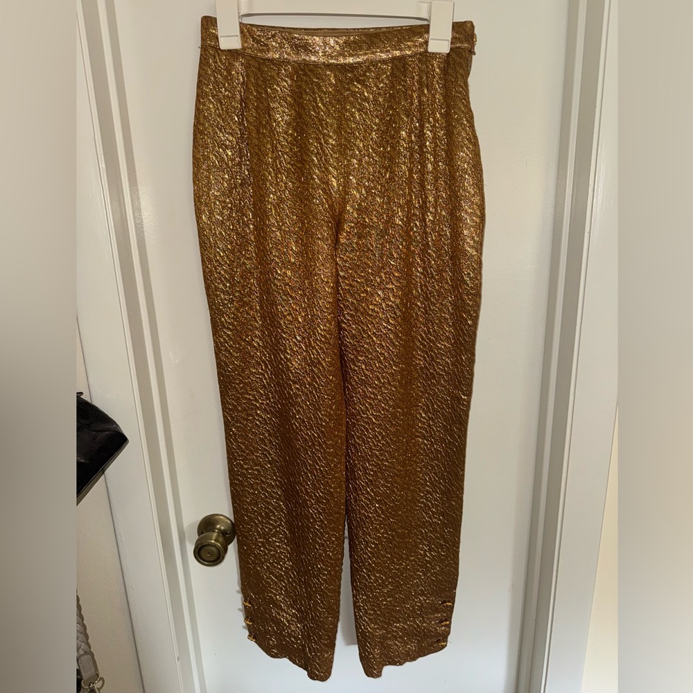 CHANEL Vintage Metallic Pants Size 38 (XS-S)